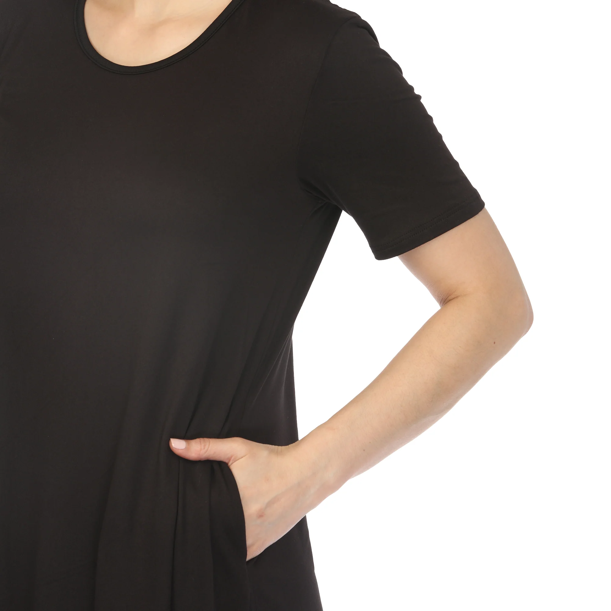 Women's Crew Neck T-Shirt Dress - Black - Image 4