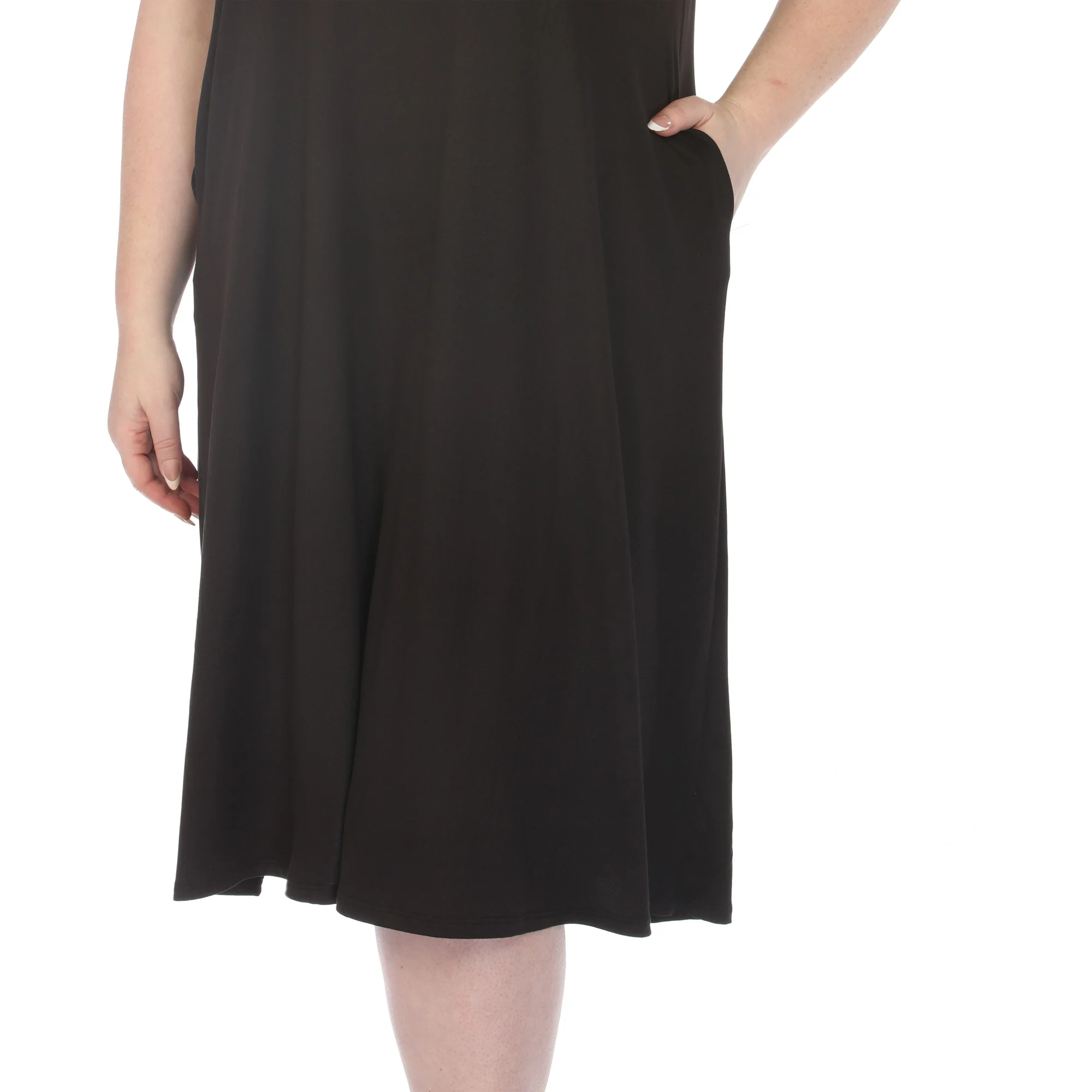 Women's  Crew Neck T-Shirt Dress - Black - Plus - Image 4