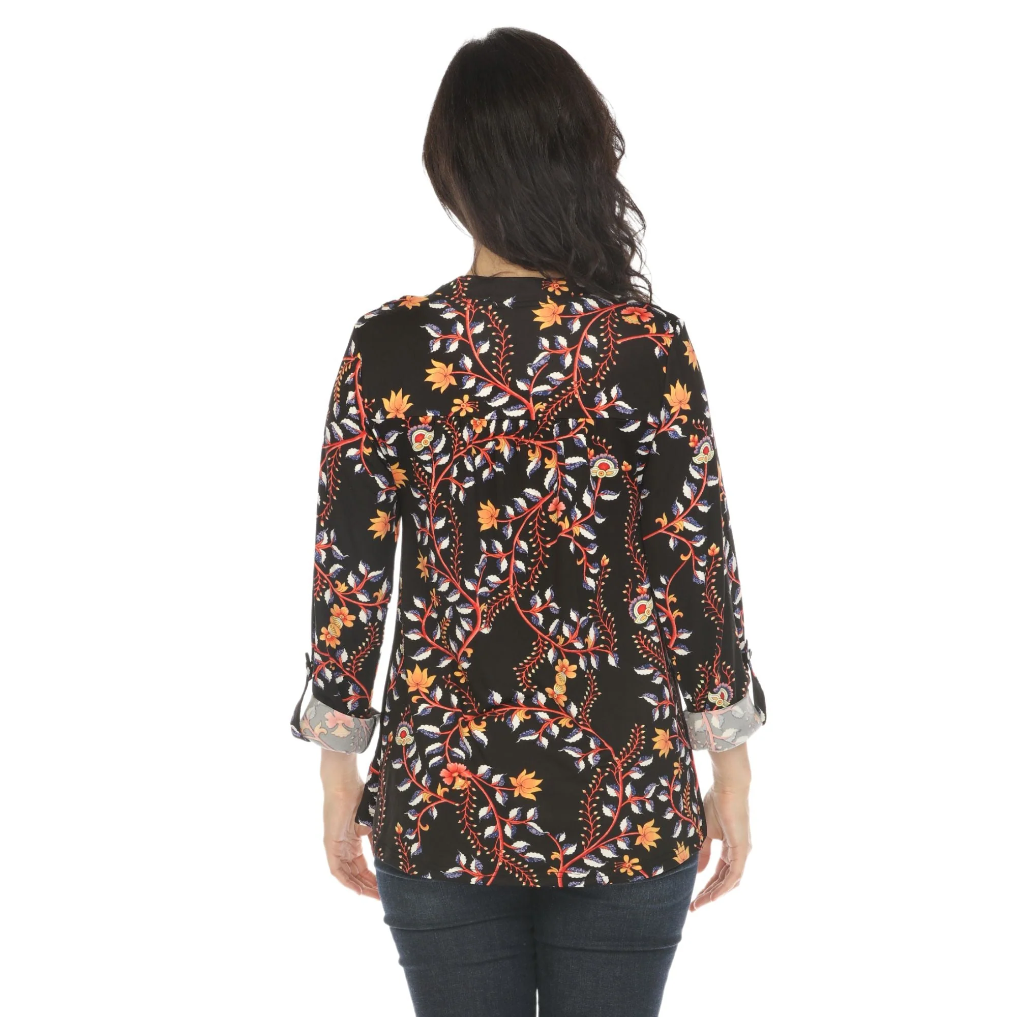 Women's Paisley Button Front Tunic Top - Image 3