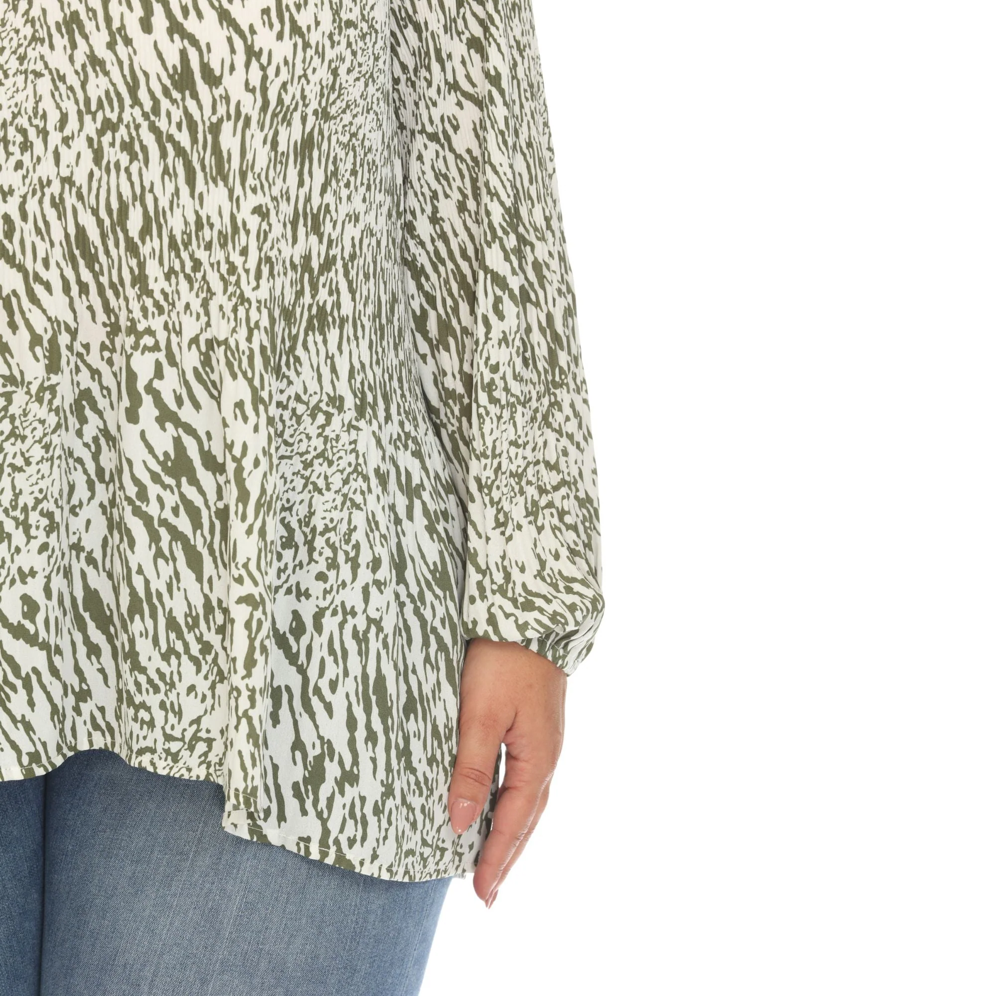 Women's Printed Peasant Blouse - Plus - Image 8