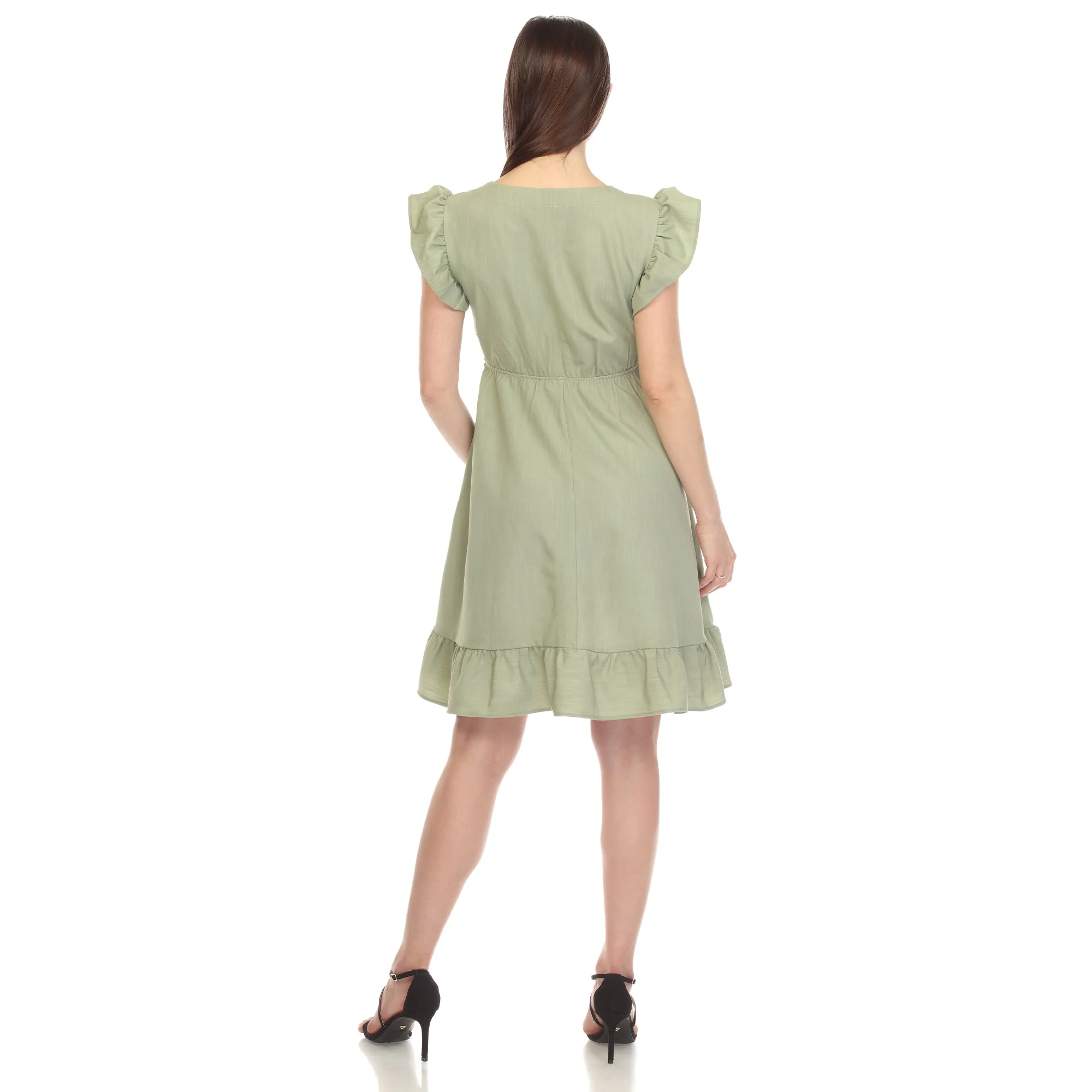 Ruffle Sleeve Knee-Length Dress - Image 4